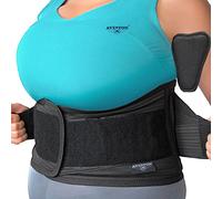 AVESTON Soporte de espalda para aliviar el dolor de espalda baja, cinturón de 6 costillas con soporte de almohadilla lumbar para hombres/mujeres, ligero, delgado, rígido, ajustable - Extragrande