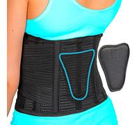 AVESTON Soporte de espalda para aliviar el dolor de espalda baja, cinturón de 6 costillas con soporte de almohadilla lumbar para hombres/mujeres, ligero, delgado, rígido, ajustable - Mediana