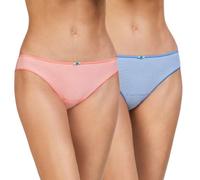 AVET Bragas Mini 33081, Pack de 2, Algodón Peinado, Rayas, Coral y Verde, Fabricadas en España (FR/ES, Letras, M, Regular, Regular, Coral)