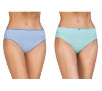 AVET Pack 2 Bragas Midi 32081 para Mujer, Algodón Peinado, Estampado de Rayas, Modelo 32081, Coral y Azul (FR/ES, Letras, XL, Regular, Regular, Verde)