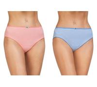 AVET Pack 2 Bragas Midi 32081 para Mujer, Algodón Peinado, Estampado de Rayas, Modelo 32081, Coral y Azul (FR/ES, Letras, L, Regular, Regular, Coral)