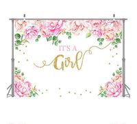 Avezano 1.5 * 1m Es una niña Baby Shower Telón de Fondo Acuarela Rosa Floral Fotografía Fondo Flor Baby Girl Fiesta Decoraciones Banner
