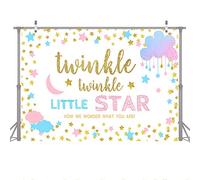 Avezano 1.5 * 1m Twinkle Twinkle Little Star Baby Shower Telón de Fondo, Fondo de fotografía de Fiesta de revelación de género Niños Fiesta de cumpleaños Decoración de Mesa de Pastel