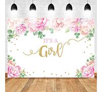 Avezano 1.8 * 1.2m Es una niña Baby Shower Telón de Fondo Acuarela Rosa Floral Fotografía Fondo Flor Baby Girl Fiesta Decoraciones Banner