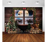 Avezano 6x4ft Navidad Ventana Telón de Fondo Piso de Madera Árbol de Navidad Habitación Fiesta Familiar Banner Año Nuevo Baby Shower Niños Retrato Estudio fotográfico Accesorios de Cabina