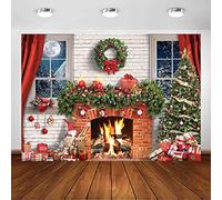 Avezano 7x5ft Telón de fondo navideño Ventana interior Chimenea Telones de fondo Niños Adultos Retrato Disparo Fondo Decoración de fiesta de Navidad Fondos fotográficos Photo Booth Studio Props