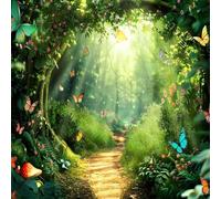 Avezano Cortina de ducha con diseño de bosque encantado, árbol verde, primavera, naturaleza, jardín, cortina de baño, cortina de ducha de tela impermeable, decoración de bañera con 12 ganchos, 72 x 72