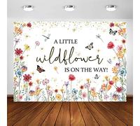 Avezano Decoración de baby shower de flores silvestres A Little Wildflower is On The Way Baby Shower telón de fondo con temática de flores silvestres para baby shower (8 x 6 pies (96 x 72 pulgadas)