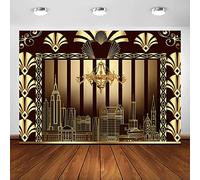 Avezano El Gran Fondo temático de Gatsby de los años 20 Fondo de fotografía Retro Rugido de los años 20 Fiesta de Lujo Feliz cumpleaños Boda decoración (8 pies x 6 pies