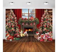 Avezano Fondo de Chimenea de Navidad Fondo de Ventana de árbol de Navidad Vacaciones Decoraciones para Fiestas Familiares Feliz año Nuevo Baby Shower Niños Cumpleaños Retrato Banner(7 pies x 5 pies)