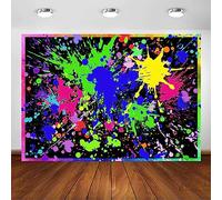 Avezano Fondo de fiesta de neón brillante Let's Glow Graffiti Splatter Paint Slime Neon Party Photography Background Glow in The Dark Birthday Party Decorations Photo Booth Props (6 x 4 pies)