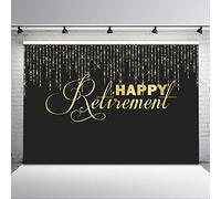 Avezano Fondo de fondo para fiesta de jubilación, color negro y dorado con purpurina para retirarse de fotografía The Old Retirement Party Decorations Banner Photo Stand Props (2,4 x 1,8 m)