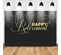 Avezano Fondo de fondo para fiesta de jubilación, color negro y dorado con purpurina para retirarse de fotografía The Old Retirement Party Decorations Banner Photo Stand Props (1,8 x 1,2 m)