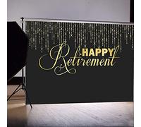Avezano Fondo de fondo para fiesta de jubilación, color negro y dorado con purpurina para retirarse de fotografía The Old Retirement Party Decoraciones Banner Photo Stand Props (3 x 2 m)