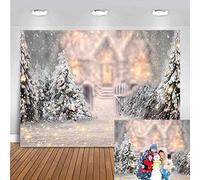 Avezano Fondo de Navidad de Invierno para fotografía 7 x 5 pies Árbol de Pino Copo de Nieve Fondo de Retrato Cumpleaños Blanco Baby Shower Decoraciones para Fiestas Accesorios para Fotos