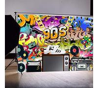 Avezano Fondo para fiesta de los años 90 Hip Hop Rock, Punk Música Danza Disco Retro Cumpleaños Adultos Colorido Graffti Wall Banner Decoraciones Foto Cabina de Fotografía Fondo (3 x 2 m)