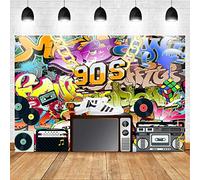 Avezano Fondo para fiesta de los años 90 Hip Hop Rock Punk Música Danza Disco Retro Cumpleaños Adultos Colorido Graffti Wall Banner Decoraciones Foto Cabina de Fotografía Fondo (1,8 x 1,2 m)