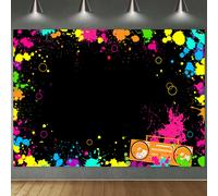 Avezano Let's Glow Splatter Fondo fotogrαfico Glow Neon Party telσn de fondo 7x5ft luz negra discoteca retro danza fiesta decoraciσn suministros