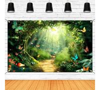 Avezano Pancarta de fondo de bosque encantado, cuento de hadas, primavera, bosque mágico, país de las maravillas, decoración de fiesta de cumpleaños para niños, suministros de fiesta, 70.8 x 43.3