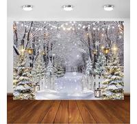 Avezano Telón de fondo de bosque nevado de invierno, país de las maravillas, paisaje callejero, decoración de fiesta de Navidad, telón de fondo de fotos de árboles congelados de invierno (2,1 x 1,5 m)