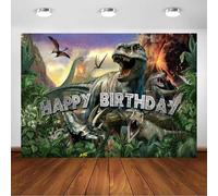 Avezano Telón de fondo de cumpleaños de dinosaurio para niño, temática de dinosaurio jurásico, fiesta de cumpleaños, fondo de fotografía, decoración de fiesta de cumpleaños de dinosaurio, pancarta