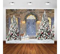 Avezano Telón de Fondo de Fotografía de Navidad de Invierno 7x5 Pies - Árbol, Renos, Nieve - Decoración