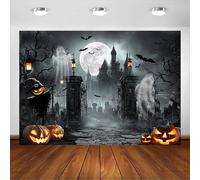 Avezano Telón de fondo de Halloween, horrible castillo, cementerio, calabaza, fondo de fotografía, casa embrujada, bosque brumoso, fantasma, decoración de fiesta de Halloween, accesorios para cabina