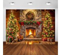 Avezano Telón de fondo de Navidad para chimenea, regalos de árbol de Navidad, fondo de fotos de invierno, para familia, niños, decoración de fiesta de Navidad, telón de fondo para cabina de fotos (7 x