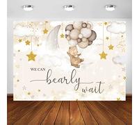 Avezano Telón de fondo de oso para fiesta de baby shower We Can Bearly Wait temática de luna estrella globos de fotografía fondo de decotaciones baby shower fiesta (7 x 5 pies)