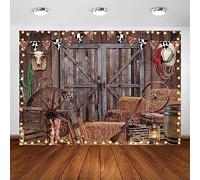 Avezano Telón de fondo de vaquero occidental, fiesta occidental, rústico, casa de madera, granero, fondo de fotografía para niños, decoración de fiesta de cumpleaños y baby shower (7 x 5 pies)