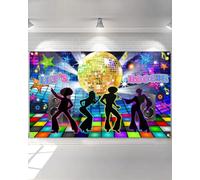 Avezano Telón de fondo para fiesta de discoteca, pancarta de baile de discoteca de los años 70, 80, 90, fondo de cumpleaños de neón, 70.8 x 43.3 pulgadas