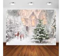 Avezano Telones de Fondo de Navidad de Invierno para fotografía, árbol de Pino, Alces de Invierno, país de Las Maravillas, Foto de Copo de Nieve, Fondo de Castillo, telón de Fondo de (7 x 5 pies)