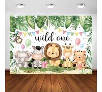 Avezano Wild One Safari Fondo para Cumpleaños - Animales de la Selva, Primera Fiesta de Cumpleaños, Fondo Fotográfico, Decoración para Cabina Fotográfica (2,4 x 1,8)