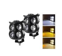 AVFORA Delantera faro Foco LED Forma Búho, 4 Modos Luz, Doble Color, Blanco, Amarillo, Luz Antiniebla Estroboscópica, Lámpara Para Correr Para Motocicleta, Faro Motocicleta Faros Luz