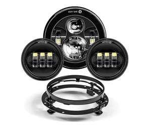 AVFORA Delantera faro Para Touring Electra Glide Road King Street Glide Faro LED 7 Pulgadas + Luces Antiniebla 4,5 Pulgadas Piezas Anillo Montaje Soporte 7" Faros Luz