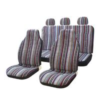 Avfpra Fundas Protectoras Asientos Coche Juego Completo Fundas para Asientos Coche Rayas Protectores Cinturón Funda Volante Universal Lavable Coches(Red White)