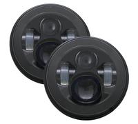 Juego De Faros Delanteros Para Land para Rover para Defender 90 110 Kit de faros LED redondos haz alto y bajo 2 piezas faro de coche de 7" Faro Delantero(Negro)