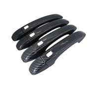 Avfpra Manija Puerta Exterior Coche Para Megane IV MK4 2016-2021, Cubierta Manija Puerta Coche Pegatinas Juego Molduras Cromados Exterior Fibra Carbono Negro(4 Smart Button)