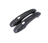 Avfpra Manija Puerta Exterior Coche Para Megane IV MK4 2016-2021, Cubierta Manija Puerta Coche Pegatinas Juego Molduras Cromados Exterior Fibra Carbono Negro(2 Smart Button)