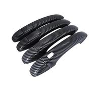 Avfpra Manija Puerta Exterior Coche Para Megane IV MK4 2016-2021, Cubierta Manija Puerta Coche Pegatinas Juego Molduras Cromados Exterior Fibra Carbono Negro(1 Smart Button-A)