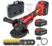 Avhrit Amoladora Angular a Batería, 21V Angular inalámbrica con 2x Baterías 4.0 Ah, Motor sin Escobillas 9500RPM, 900W Amoladora inalámbrica de con discos para cortar