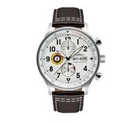 AVI-8 AV-4011-01 - Reloj cronógrafo de Cuarzo para Hombre con Esfera Blanca y Correa de Cuero marrón
