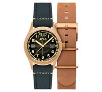 AVI-8 Reloj automático para hombre Flyboy Eagle Squadron 39mm Edición limitada 85ª de bronce con correa de cuero AV-4145, 39.0, Vintage