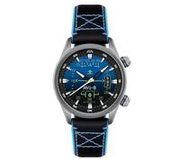 AVI-8 Hawker Harrier HUD - Reloj automático para hombre de 44 mm con correa de goma/cuero AV-4117, Azul degradado, Deportivo