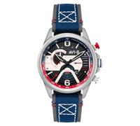 AVI-8 Hawker Harrier - Reloj cronógrafo doble retrógrado para hombre de 44 mm con correa de cuero AV-4056, Admiral Black Steel, Cronógrafo doble retrógrado