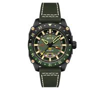 AVI-8 Hawker Hunter Atlas GMT Reloj automático para hombre de 44 mm con correa de cuero AV-4122, Amazon Verde, Atlas GMT Automatic