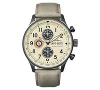 AVI-8 Hawker Hurricane AV-4011 - Reloj cronógrafo clásico para Hombre de 43,5 mm con Correa de Piel, Beige Crema, Correa
