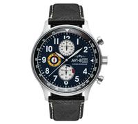 AVI-8 Hawker Hurricane AV-4011 - Reloj cronógrafo clásico para Hombre de 43,5 mm con Correa de Piel, Negro Medianoche, Correa