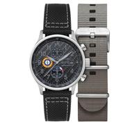AVI-8 Hawker Hurricane Reloj cronógrafo clásico con Correa de Cuero para Hombre 43,5 mm AV-4011, Fibra de Carbono Negro, Clásico