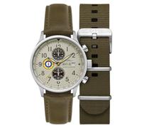 AVI-8 Hawker Hurricane AV-4011 - Reloj cronógrafo clásico para hombre de 43,5 mm con correa de piel, Verde caqui, Clásico